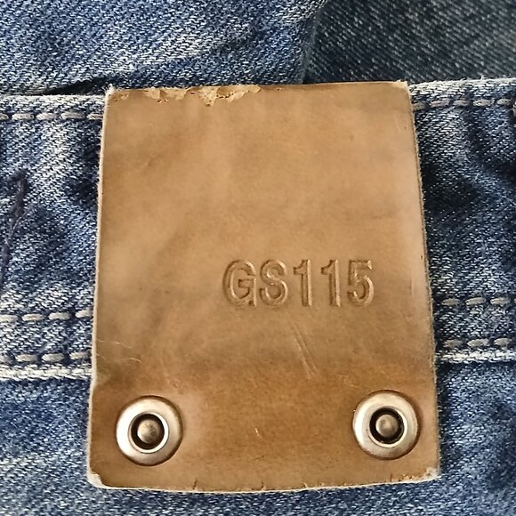 GS115 Jeans Mens 38X33 Blake Slim Distressed Y2K Bleach Spots Embroidered Blue - Picture 10 of 12
